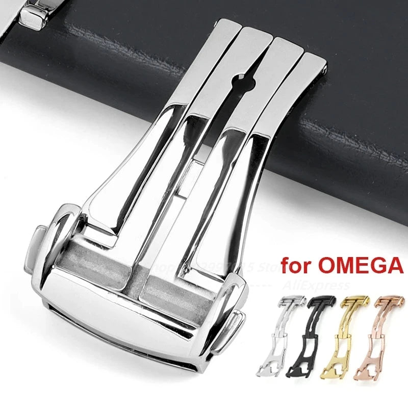 Stainless Steel Watch Buckle for Omega Leather Rubber Watch Band Deployment