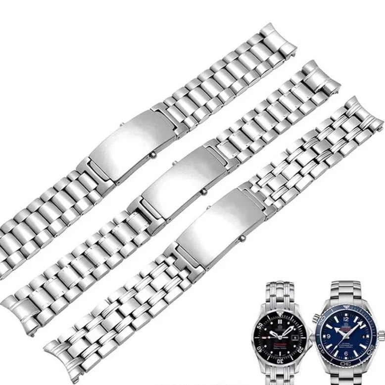 Quality 316L Silver Stainless steel Watch Bands Strap For omega seamaster speedmaster planet ocean Belt