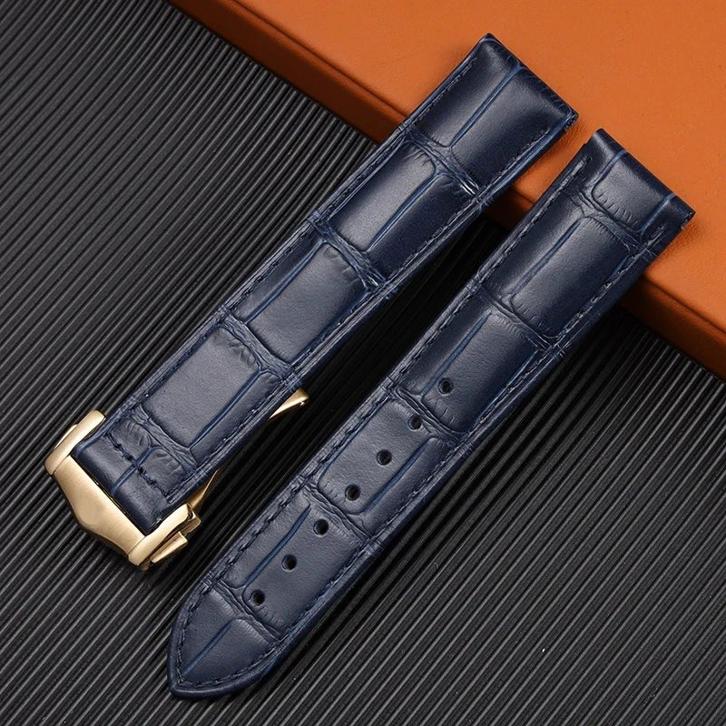 Genuine Leather Watch Strap for OMEGA DE VILLE SEAMASTER SPEEDMASTER Series with Logo Watchband Accessories