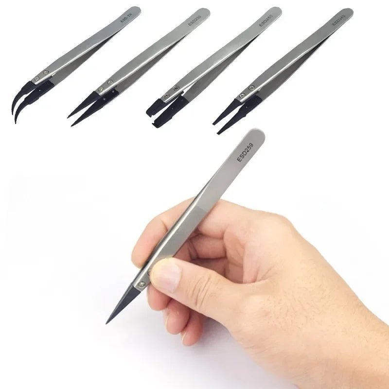 1PC Watch Hands Installation Work Tweezers Straight Elbow Handle Stainless Antistatic Plastic Tweezers ESD - 259 ESD - 259A ESD - 7A