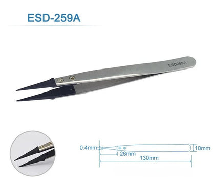 1PC Watch Hands Installation Work Tweezers Straight Elbow Handle Stainless Antistatic Plastic Tweezers ESD - 259 ESD - 259A ESD - 7A