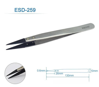 1PC Watch Hands Installation Work Tweezers Straight Elbow Handle Stainless Antistatic Plastic Tweezers ESD - 259 ESD - 259A ESD - 7A