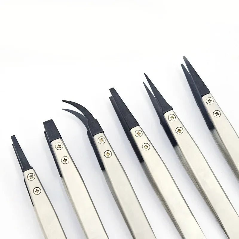 1PC Watch Hands Installation Work Tweezers Straight Elbow Handle Stainless Antistatic Plastic Tweezers ESD - 259 ESD - 259A ESD - 7A