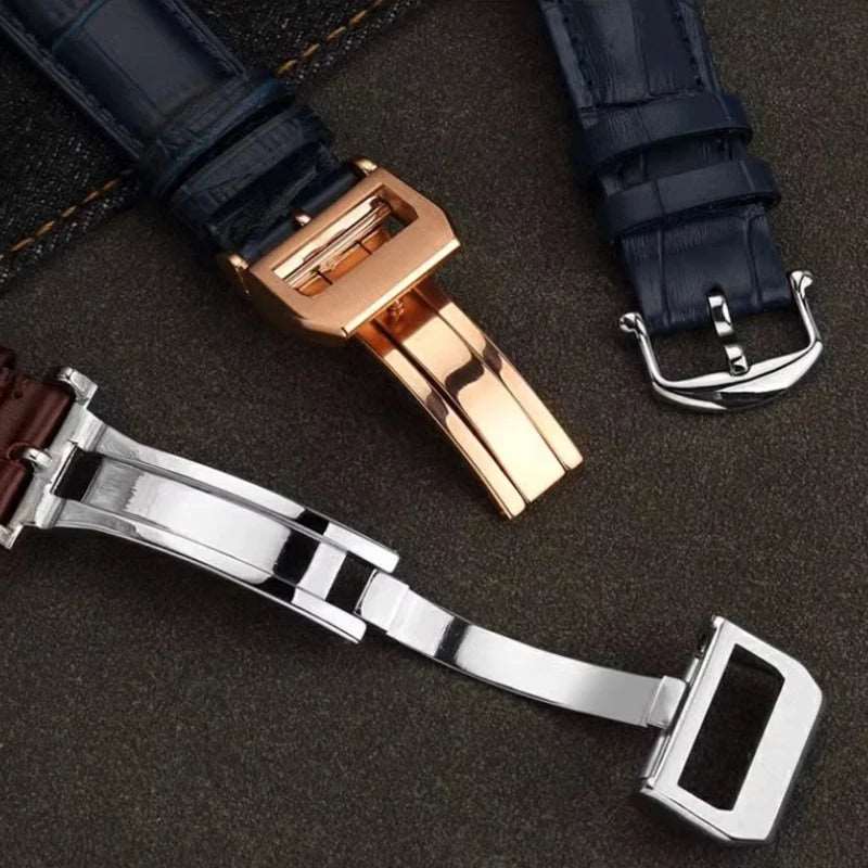 20mm 22mm Curved End Calfskin Watch Strap Bracelet for IWC IWC Portugal 7 Betafeno Cowhide Watchband Black Blue with Tool