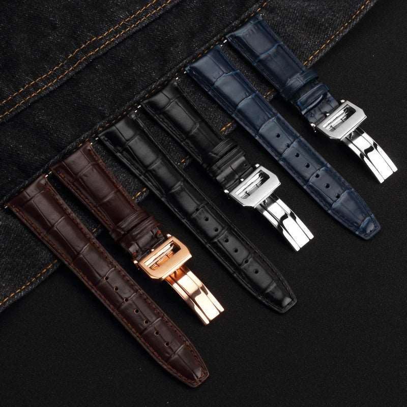 20mm 22mm Curved End Calfskin Watch Strap Bracelet for IWC IWC Portugal 7 Betafeno Cowhide Watchband Black Blue with Tool