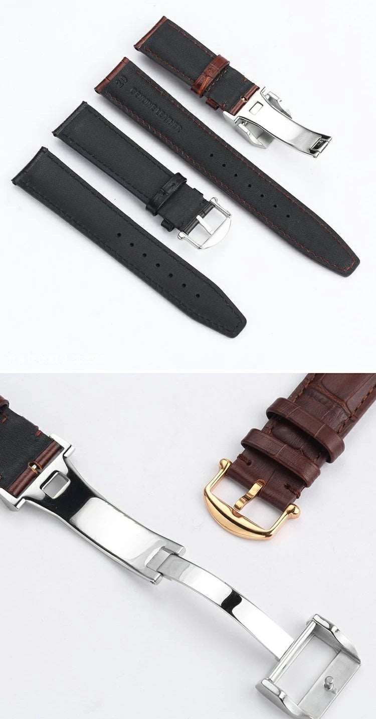 20mm 22mm Curved End Calfskin Watch Strap Bracelet for IWC IWC Portugal 7 Betafeno Cowhide Watchband Black Blue with Tool