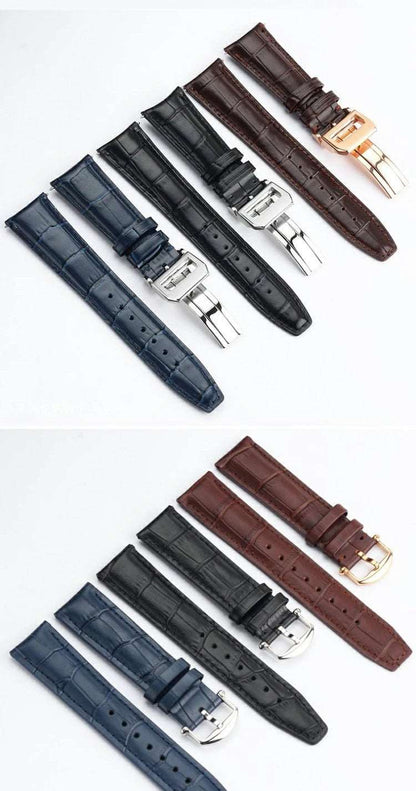 20mm 22mm Curved End Calfskin Watch Strap Bracelet for IWC IWC Portugal 7 Betafeno Cowhide Watchband Black Blue with Tool