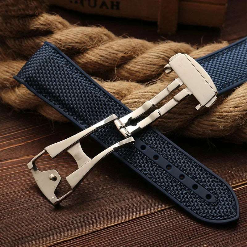 20mm 22mm Rubber Silicone Watch Band Nylon Watchband for Omega Strap Seamaster 300 Speedmaster 8900 9900 8800 Planet Ocean Belt