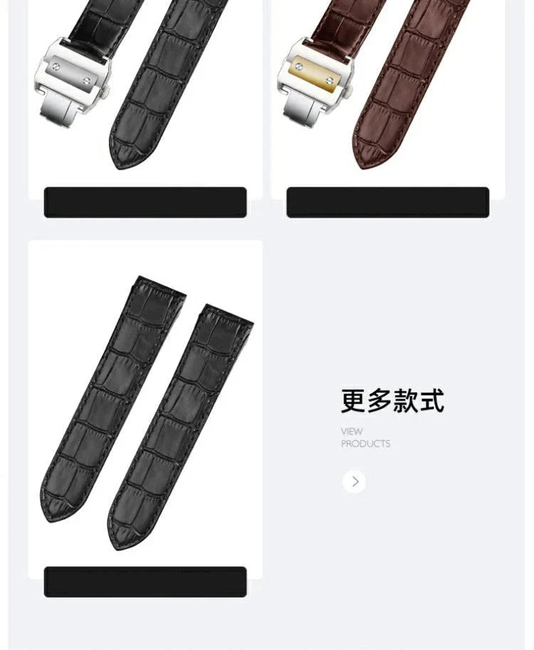 20mm 23mm High Quality Genuine Leather Watch Strap For Cartier Watchband Santos 100 Series Men's And Women Folding Buckle