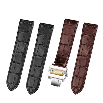 20mm 23mm High Quality Genuine Leather Watch Strap For Cartier Watchband Santos 100 Series Men's And Women Folding Buckle