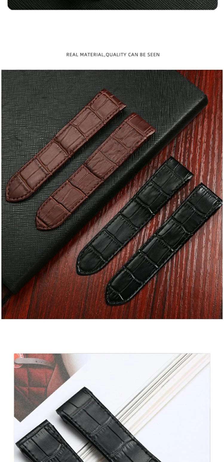 20mm 23mm High Quality Genuine Leather Watch Strap For Cartier Watchband Santos 100 Series Men's And Women Folding Buckle