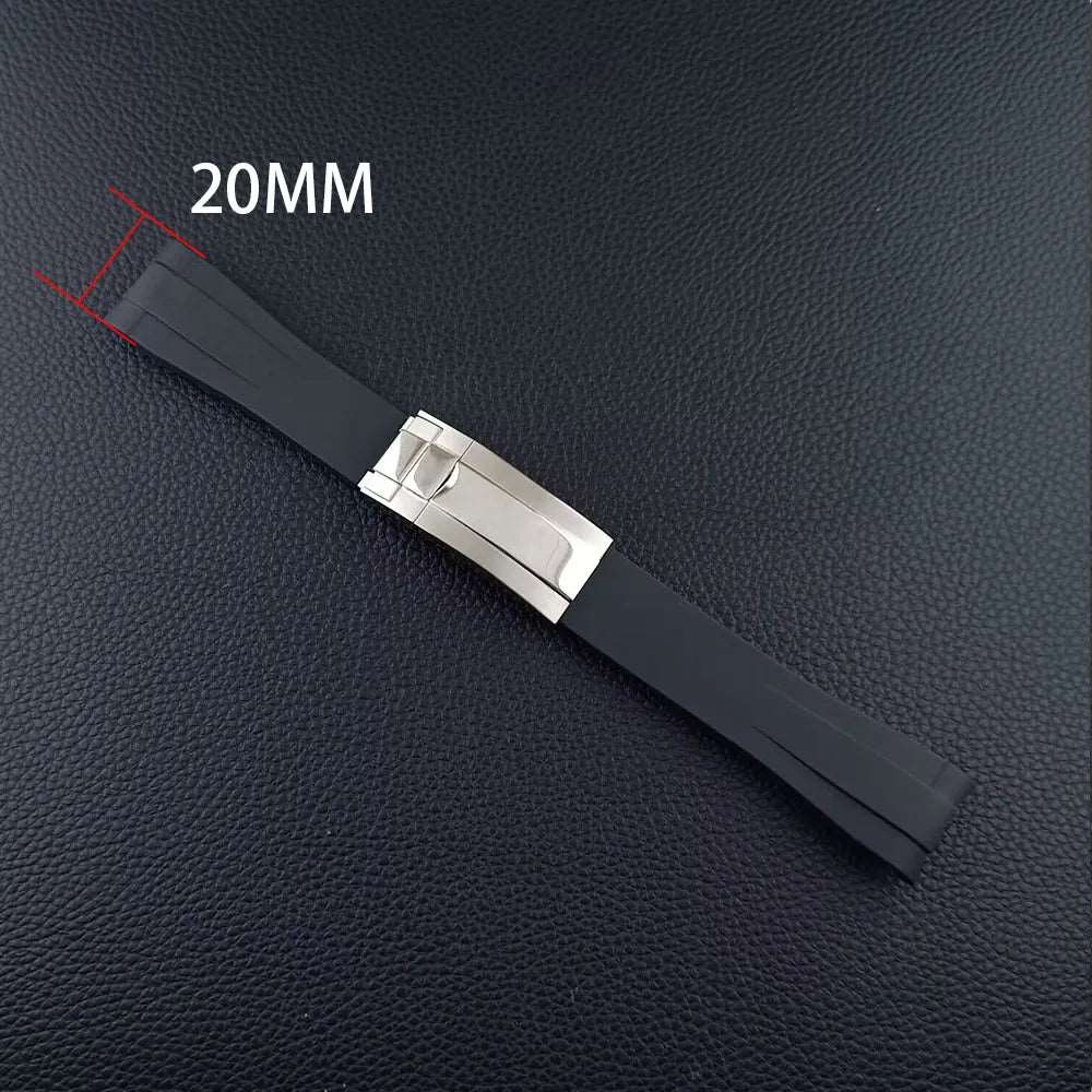 20mm black/white rubber strap accessories, stainless steel buckle watch accessories, tool suitable for GMT watch case strap