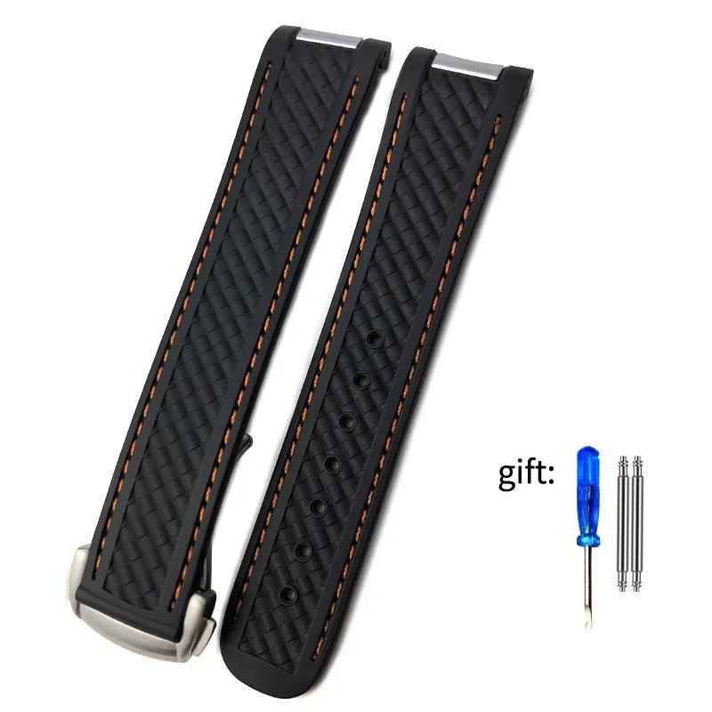 20mm Rubber Silicone Watch Strap Fit For Omega Seamaster 300 AT150 Aqua Terra Ultra Light 8900 Steel Buckle Watchband Bracelets