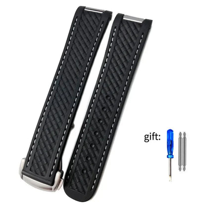 20mm Rubber Silicone Watch Strap Fit For Omega Seamaster 300 AT150 Aqua Terra Ultra Light 8900 Steel Buckle Watchband Bracelets