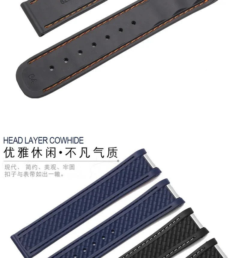 20mm Rubber Silicone Watch Strap Fit For Omega Seamaster 300 AT150 Aqua Terra Ultra Light 8900 Steel Buckle Watchband Bracelets