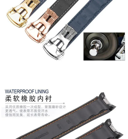 20mm Rubber Silicone Watch Strap Fit For Omega Seamaster 300 AT150 Aqua Terra Ultra Light 8900 Steel Buckle Watchband Bracelets