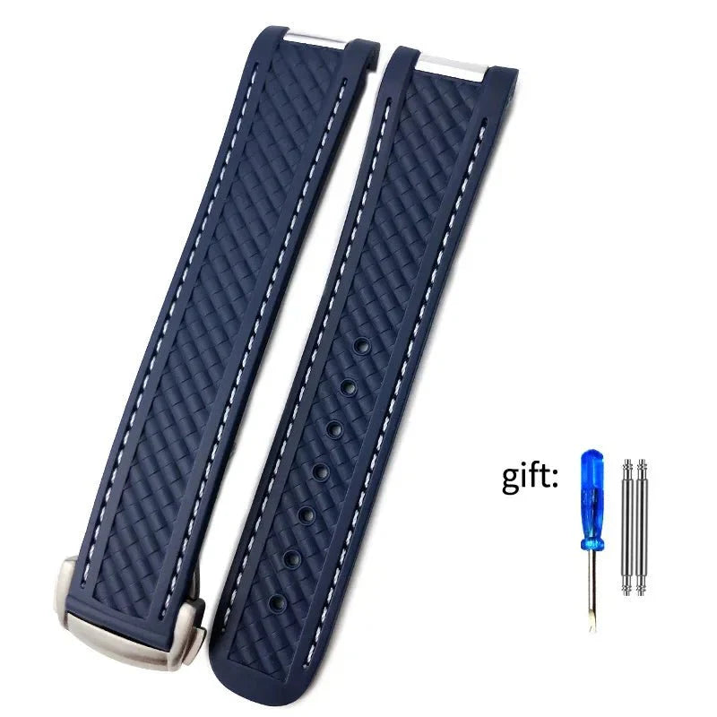 20mm Rubber Silicone Watch Strap Fit For Omega Seamaster 300 AT150 Aqua Terra Ultra Light 8900 Steel Buckle Watchband Bracelets