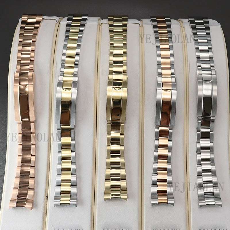 20mm Watch Strap 316L Stainless Steel Bracelet Brushed And Polishing Watchband Parts Glide Lock Clasp