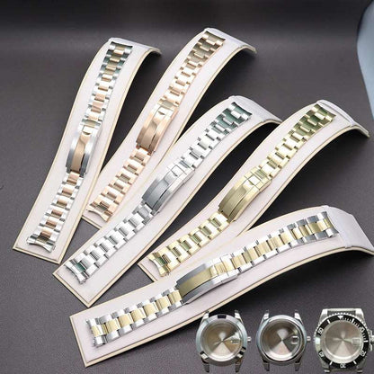 20mm Watch Strap 316L Stainless Steel Bracelet Brushed And Polishing Watchband Parts Glide Lock Clasp