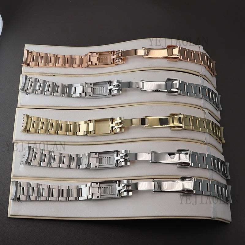 20mm Watch Strap 316L Stainless Steel Bracelet Brushed And Polishing Watchband Parts Glide Lock Clasp