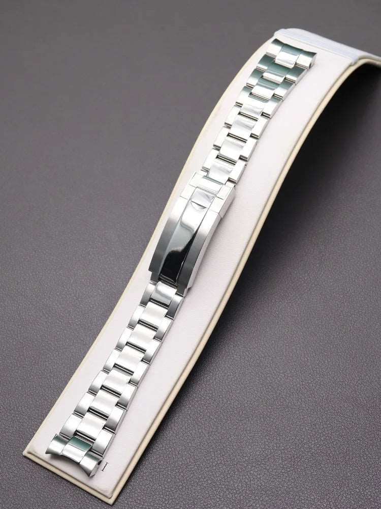 20mm Watch Strap 316L Stainless Steel Bracelet Brushed And Polishing Watchband Parts Glide Lock Clasp