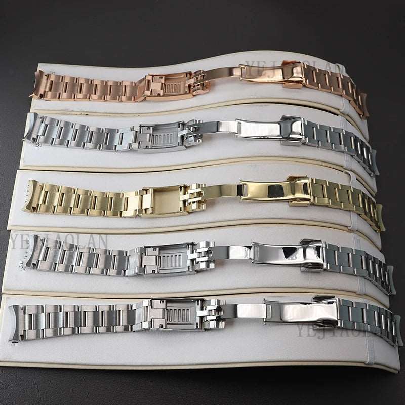 20mm Watch Strap 316L Stainless Steel Bracelet Brushed And Polishing Watchband Parts Glide Lock Clasp