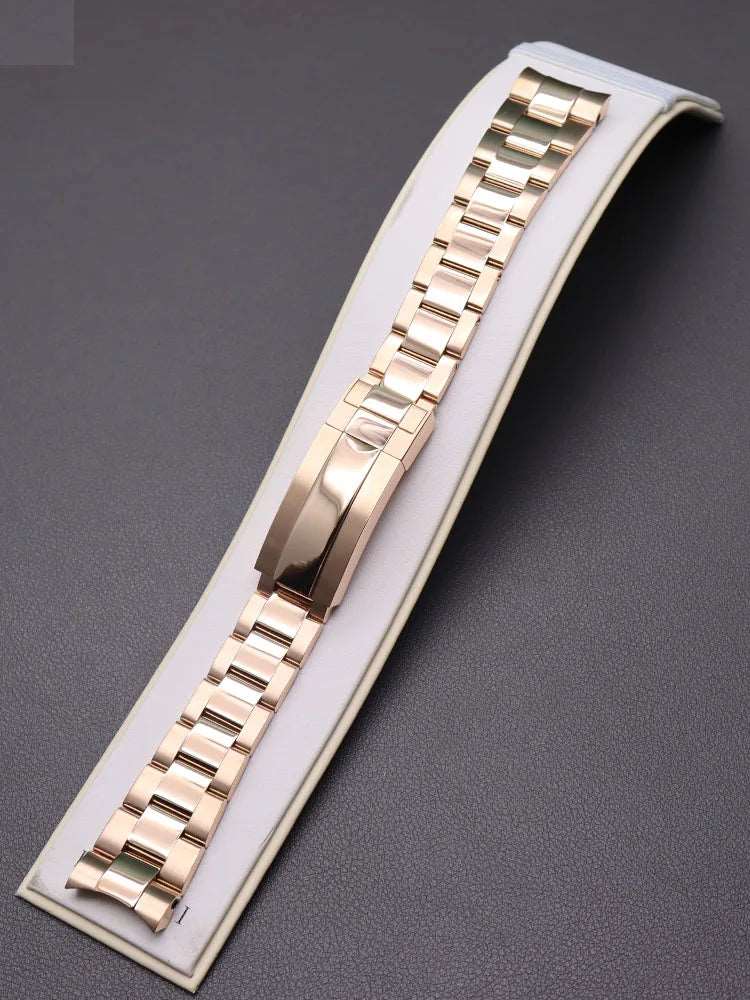 20mm Watch Strap 316L Stainless Steel Bracelet Brushed And Polishing Watchband Parts Glide Lock Clasp