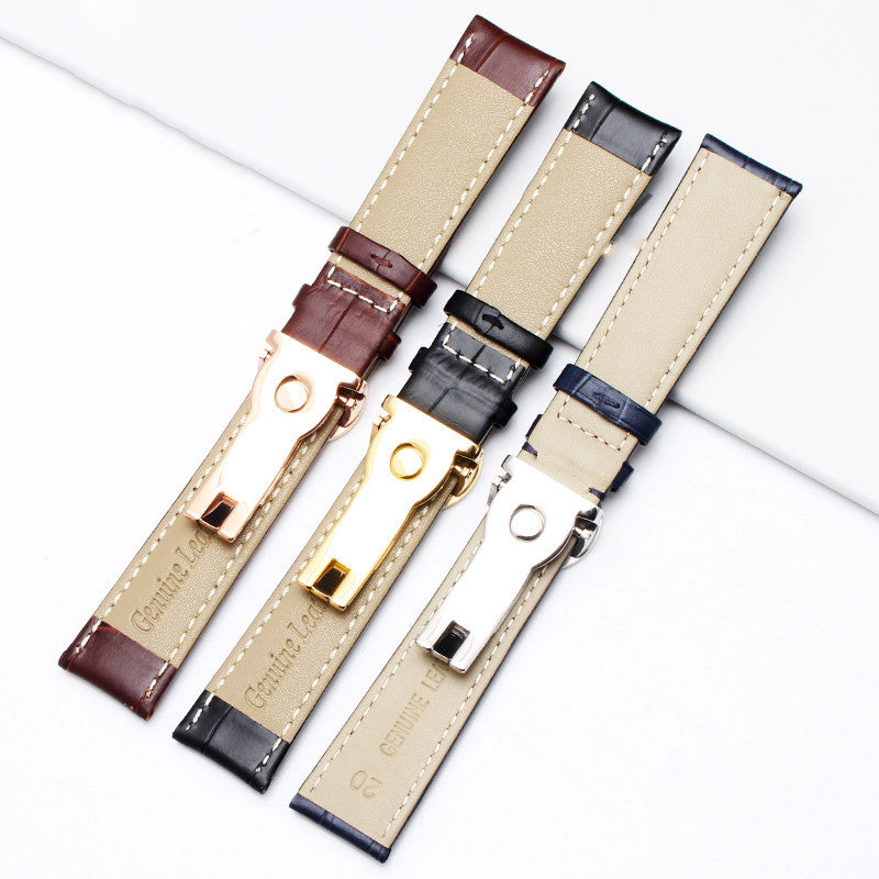 Watch strap with pattern butterfly buckle