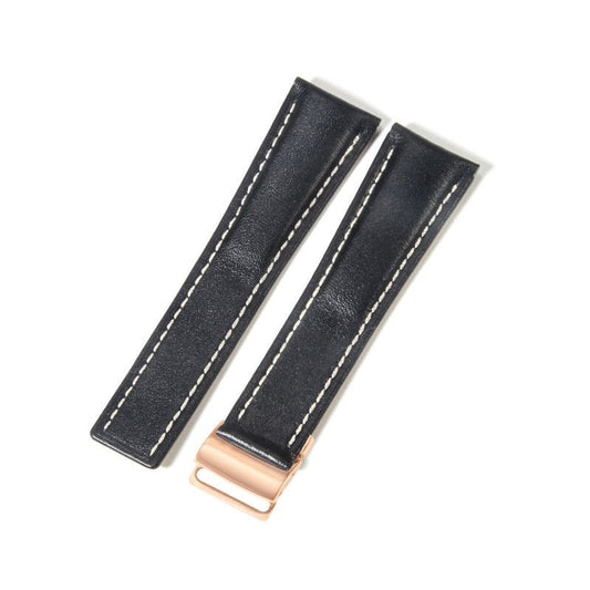 Black Brown Blue Bamboo Grain Cowhide Watch Strap