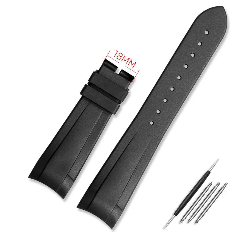 22mm Natural Rubber Silione watch band Special for Tudor Black Bay GMT Curved End Pin/Folding buckle Black Blue Red Wrist Strap