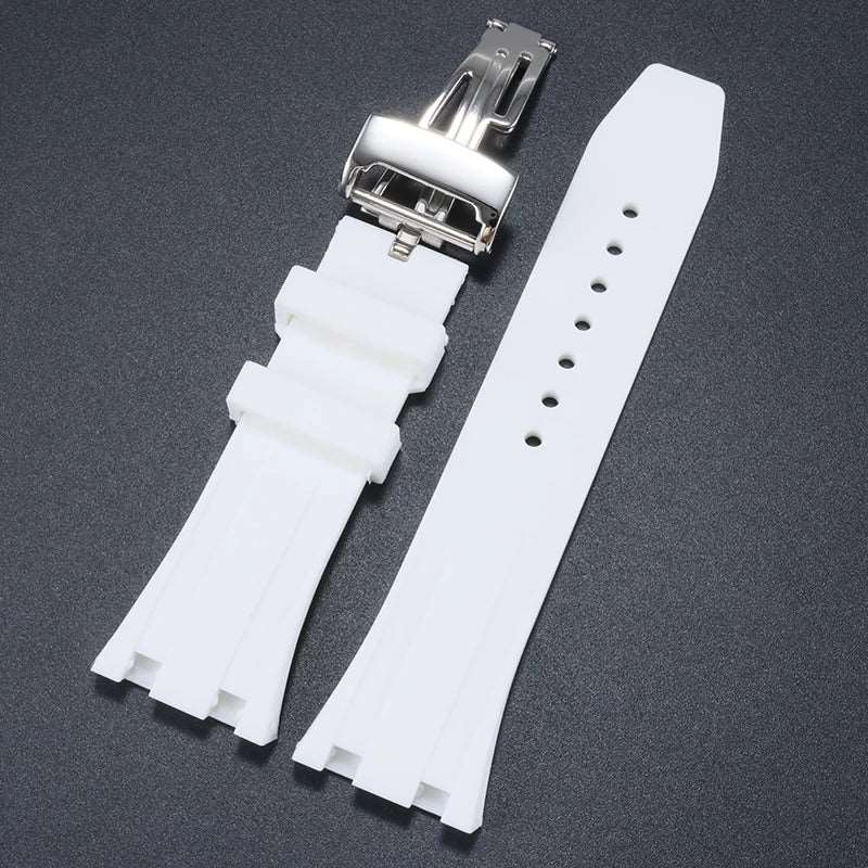 24MM 27MM Silicone rubber Watchband For Audemars for Strap AP Royal Oak Series Band Women' Bracelet butterfly buckle tools