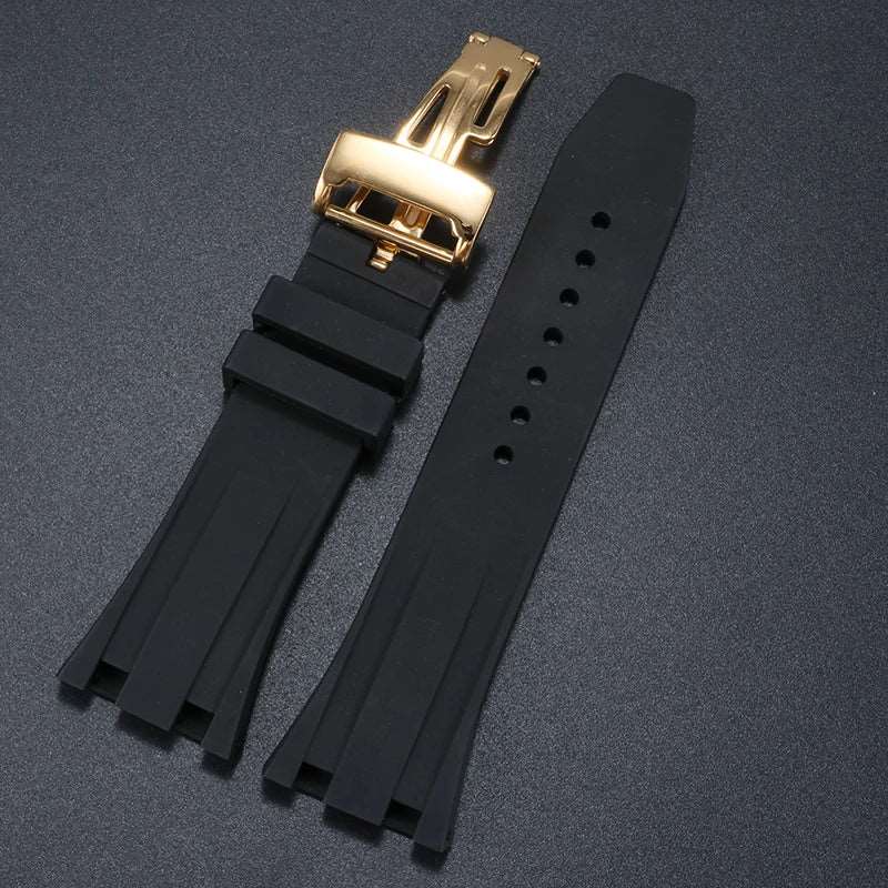 24MM 27MM Silicone rubber Watchband For Audemars for Strap AP Royal Oak Series Band Women' Bracelet butterfly buckle tools