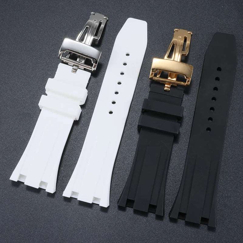 ap 24MM 27MM Silicone rubber Watchband For Audemars for Strap AP Royal Oak Series Band Women' Bracelet butterfly buckle tools | Kişisel Mağaza İsmi - 24MM