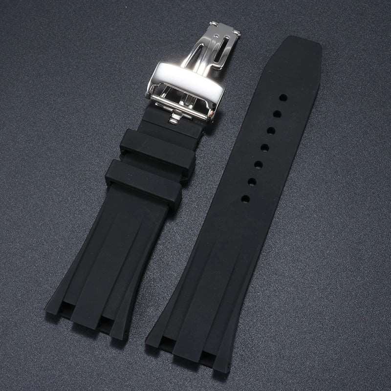 24MM 27MM Silicone rubber Watchband For Audemars for Strap AP Royal Oak Series Band Women' Bracelet butterfly buckle tools