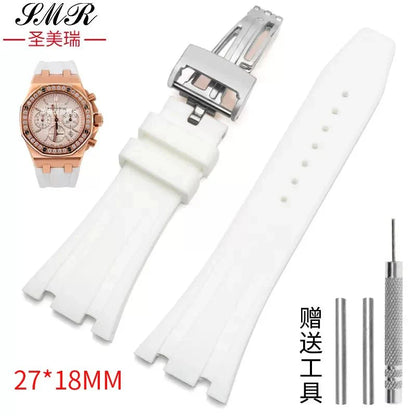 ap 24MM 27MM Silicone rubber Watchband For Audemars for Strap AP Royal Oak Series Band Women' Bracelet butterfly buckle tools | Kişisel Mağaza İsmi - 24MM