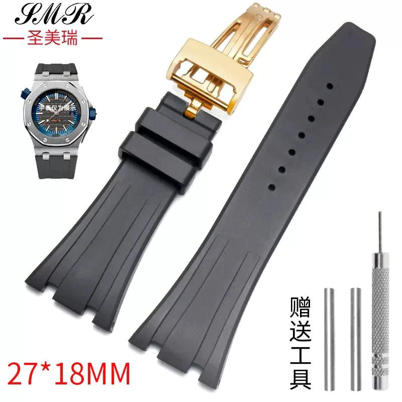 ap 24MM 27MM Silicone rubber Watchband For Audemars for Strap AP Royal Oak Series Band Women' Bracelet butterfly buckle tools | Kişisel Mağaza İsmi - 24MM