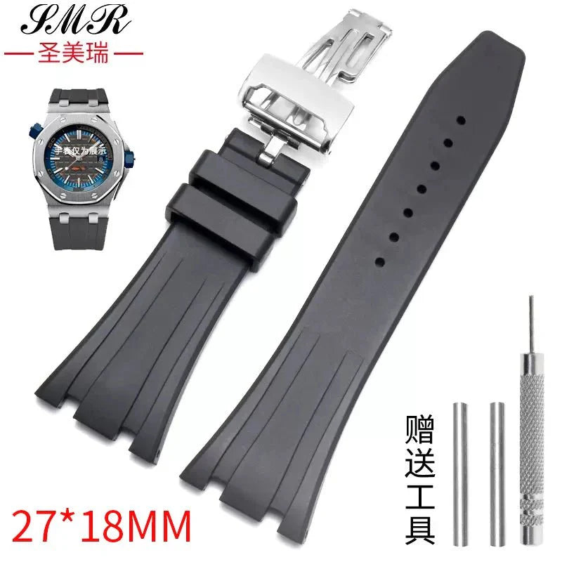 ap 24MM 27MM Silicone rubber Watchband For Audemars for Strap AP Royal Oak Series Band Women' Bracelet butterfly buckle tools | Kişisel Mağaza İsmi - 24MM