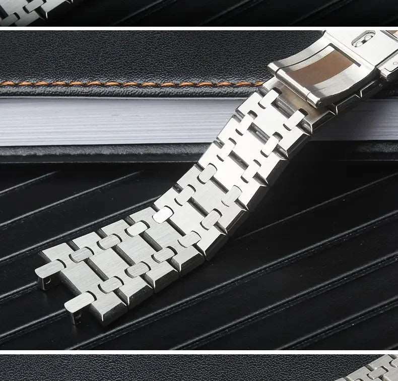 26mm 28mm Silver 316L Stainless Steel Bracelet For AP 15400 Audemars Piguet Royal Oak Strap Men Watch Band