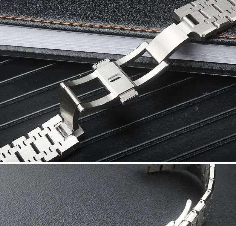 26mm 28mm Silver 316L Stainless Steel Bracelet For AP 15400 Audemars Piguet Royal Oak Strap Men Watch Band