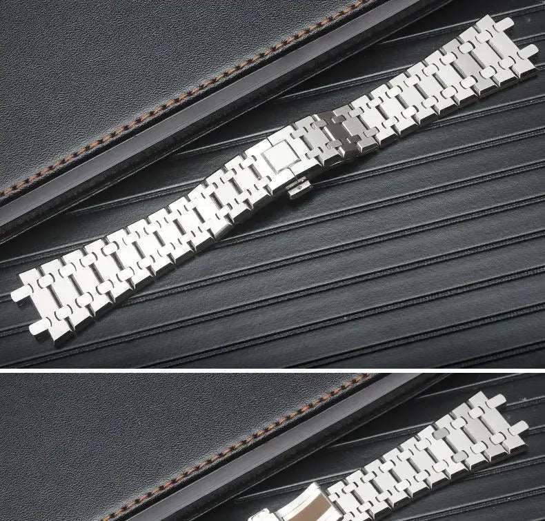 26mm 28mm Silver 316L Stainless Steel Bracelet For AP 15400 Audemars Piguet Royal Oak Strap Men Watch Band