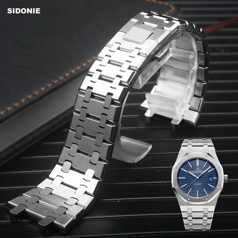 26mm 28mm Silver 316L Stainless Steel Bracelet For AP 15400 Audemars Piguet Royal Oak Strap Men Watch Band