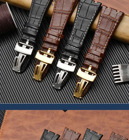 26mm For Audemars 100% Handmade cowhide Handmade Watch Band Strap For AP15400 15703 offshore series For Piguet wristband