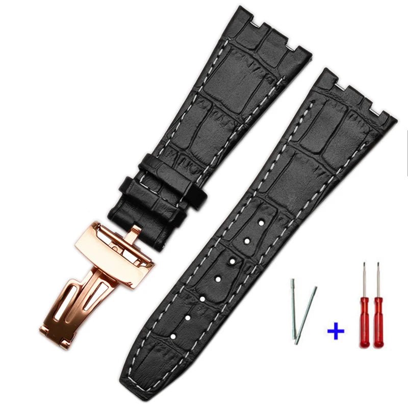 26mm For Audemars 100% Handmade cowhide Handmade Watch Band Strap For AP15400 15703 offshore series For Piguet wristband