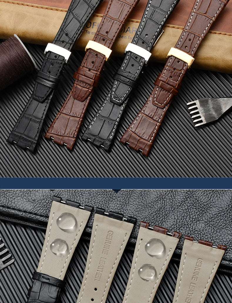 26mm For Audemars 100% Handmade cowhide Handmade Watch Band Strap For AP15400 15703 offshore series For Piguet wristband