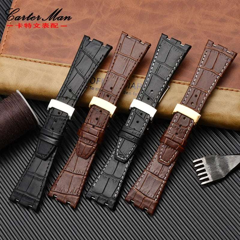 26mm For Audemars 100% Handmade cowhide Handmade Watch Band Strap For AP15400 15703 offshore series For Piguet wristband