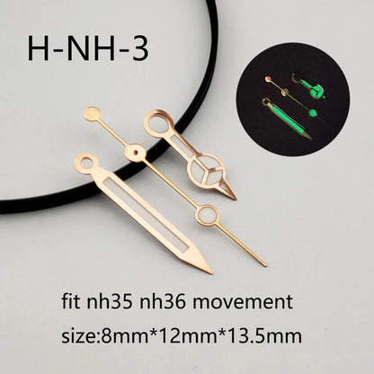 28.5mm SUB Green Glow Hot Selling Green Blue Black dial Silver Gold Rose Gold needle set NH35 and NH36 automatic movement