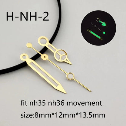 28.5mm SUB Green Glow Hot Selling Green Blue Black dial Silver Gold Rose Gold needle set NH35 and NH36 automatic movement