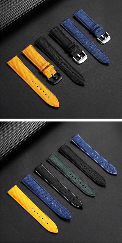 For Breitling Nylon Lea/ther watch Strap Yellow wolf SB0147 Blackbird Avenger canvas watchband 22mm men bracelet Folding buckle