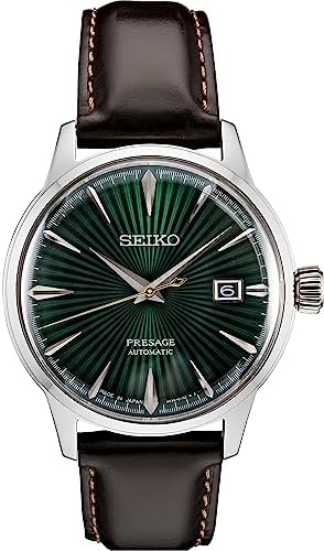 SEIKO Automatic Watch for Men - Presage Cocktail Time - Patterned with Golden Numerals and Date Calendar, 50m Water-Resistant