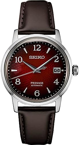 SEIKO Automatic Watch for Men - Presage Cocktail Time - Patterned with Golden Numerals and Date Calendar, 50m Water-Resistant